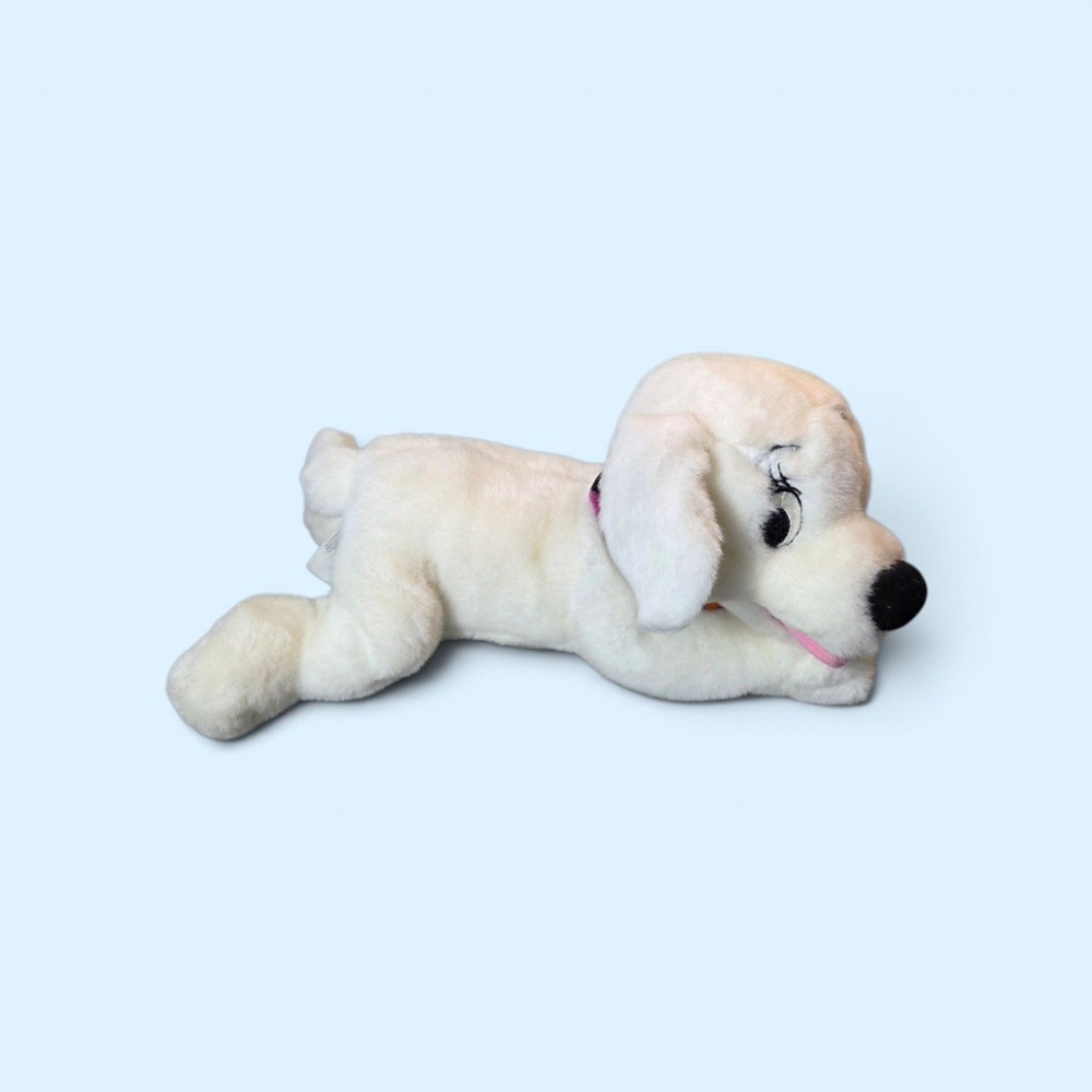 Disney Store 102 Dalmatians Oddball Plush White Dog Puppy with Yellow Dress